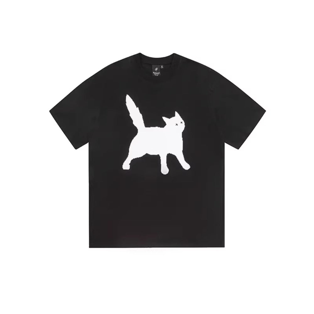 Street Philanthropist Cat Style Cat Print Short Sleeve