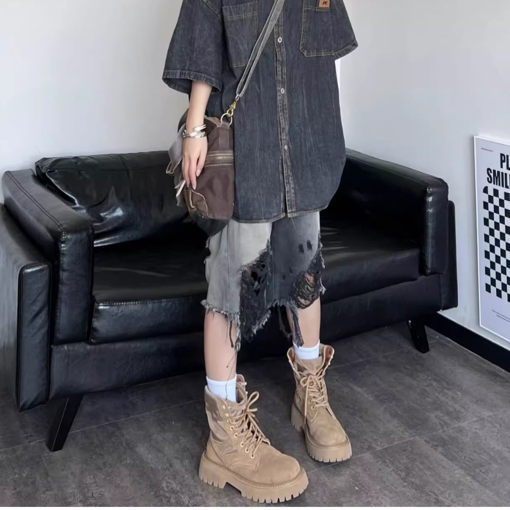 Women's High Street Holed Jorts