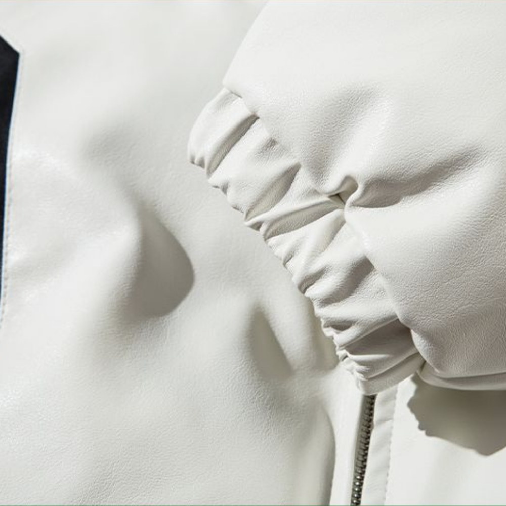 Motorcycle  Flame Letter Patch LeatherCoat