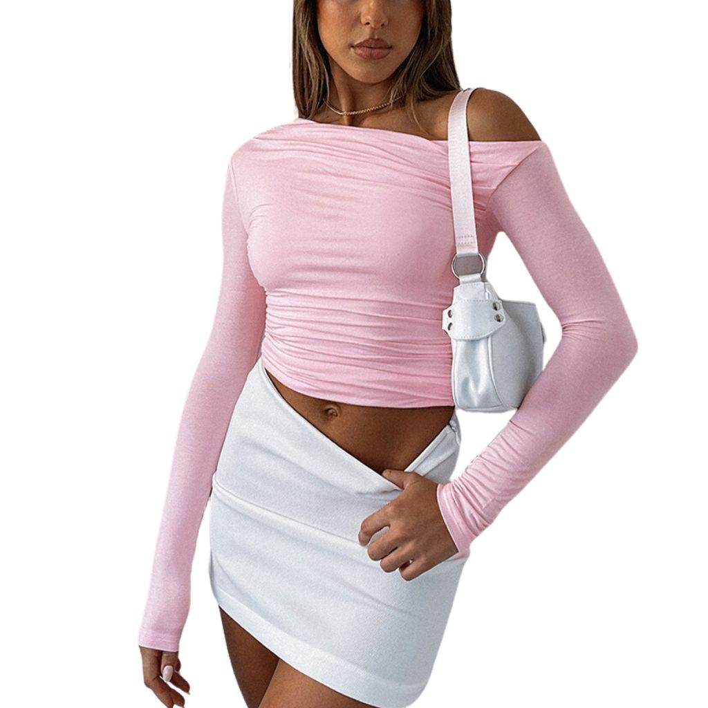 Women's Solid Color Off Shoulder Long Sleeve