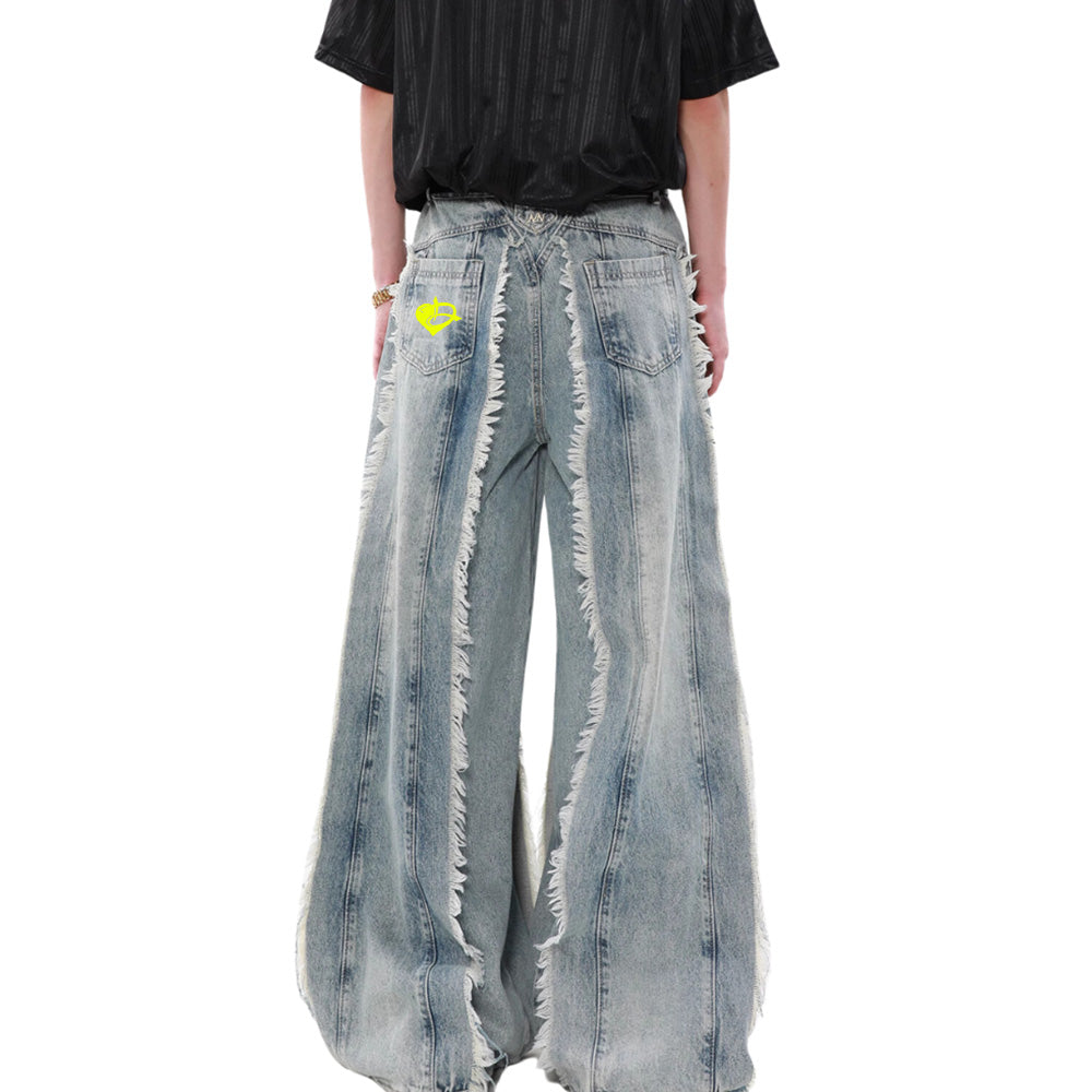 DF Heavy Frayed Floor-Length Jeans