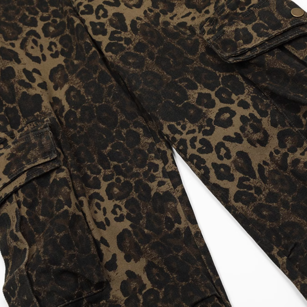 High Street Leopard Cargo Jeans