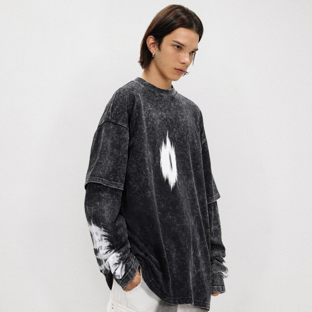 Washed Flame Print Sweatshirt