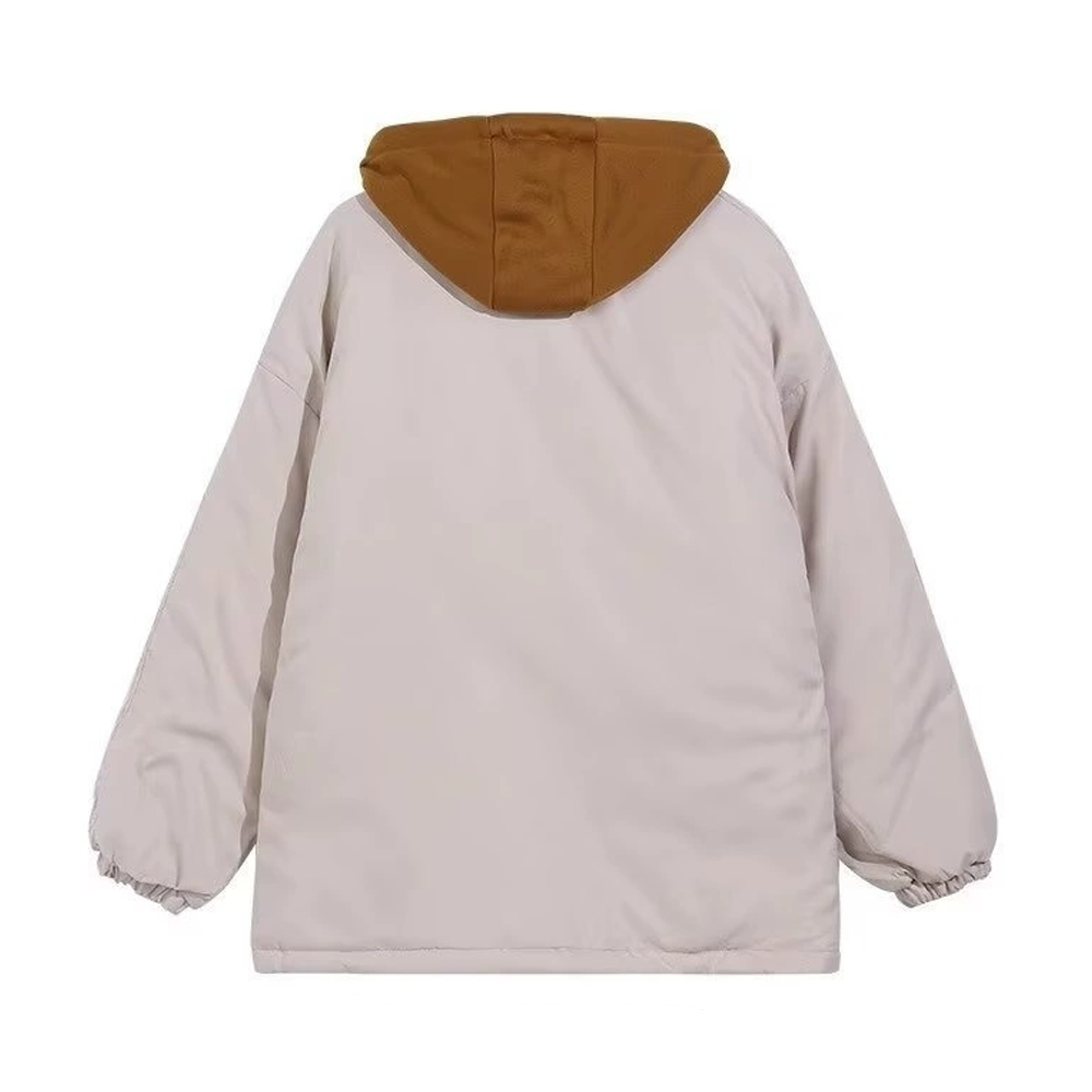 retro Contrast Color Fake Two Pieces Coat