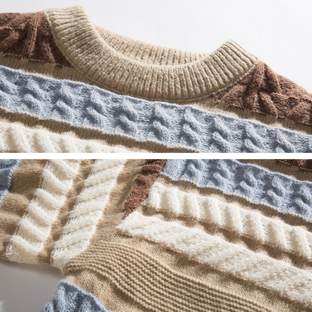 Casual Irregular Contrast Color Crew Neck Sweater