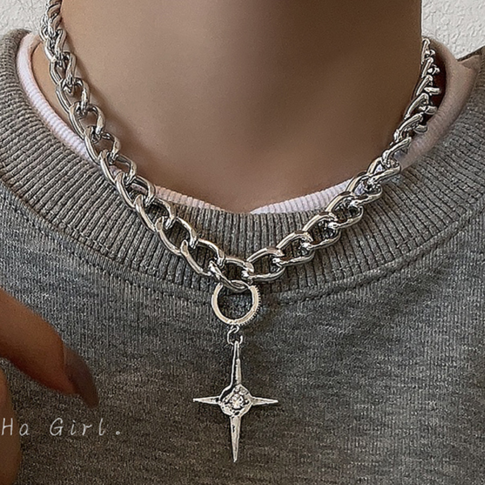 Dark Cross Star Necklace