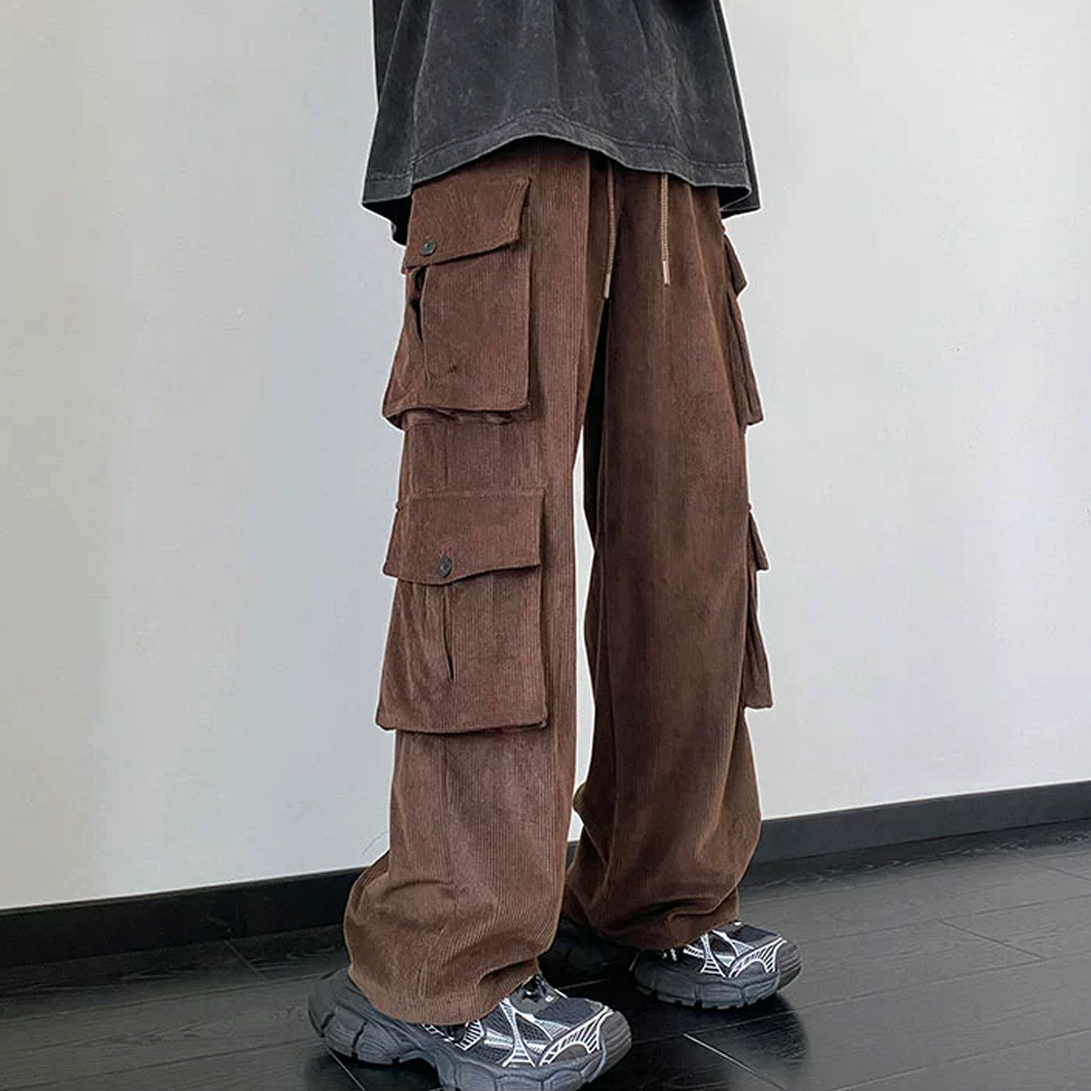Retro Corduroy Multi-pocket Sweatpants