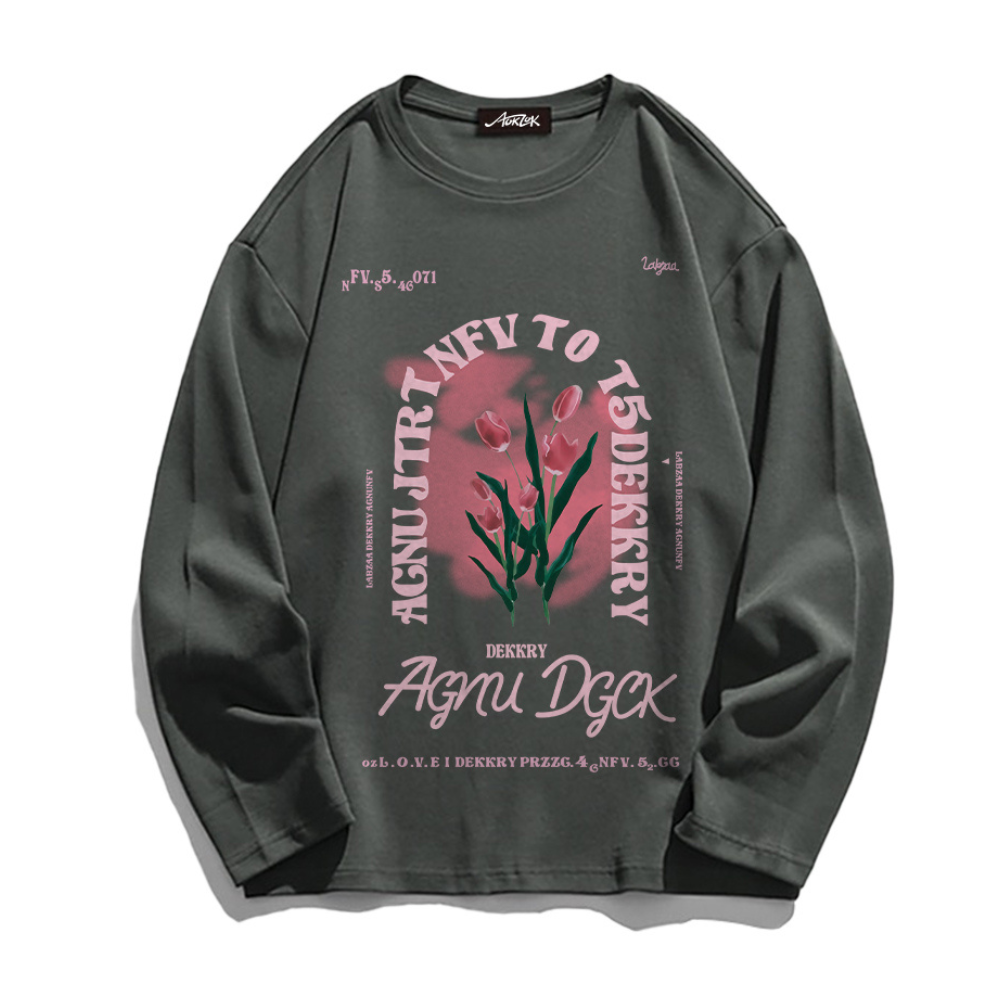 Romantic Tulip Print Long Sleeve Shirt