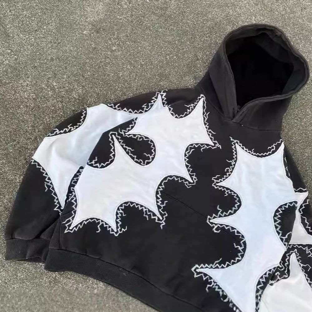 AokLok B&W Stitching Heavy Craft Hoodie