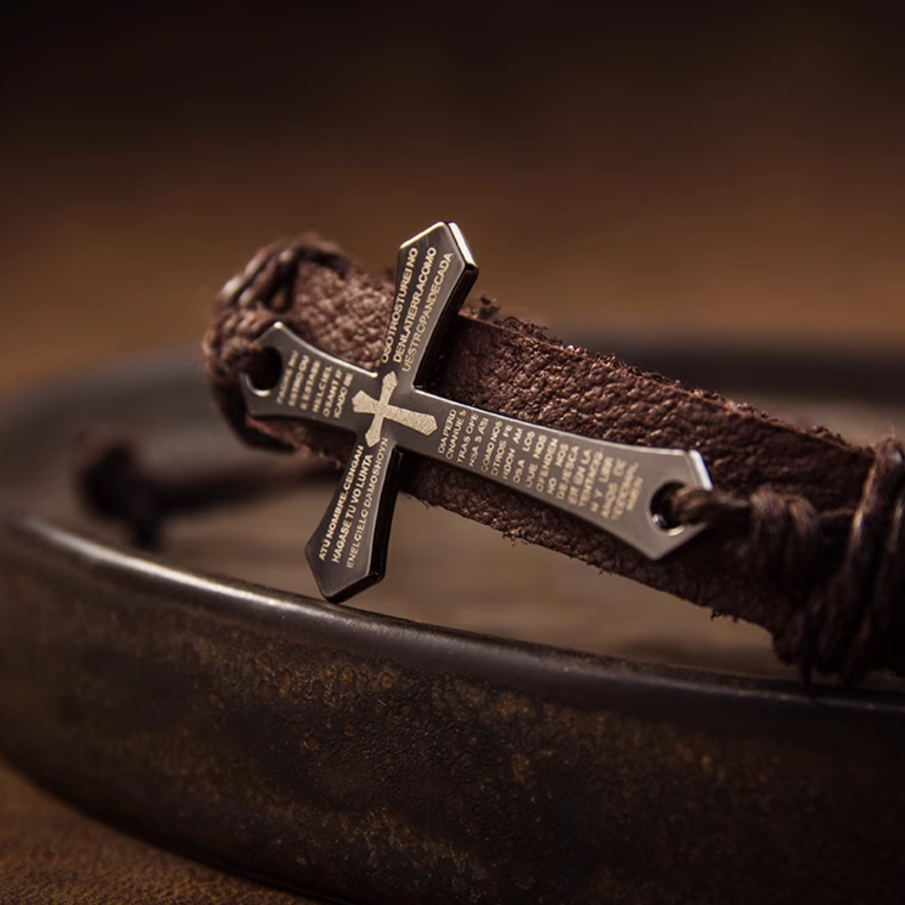 Retro Cross Leather Bracelet