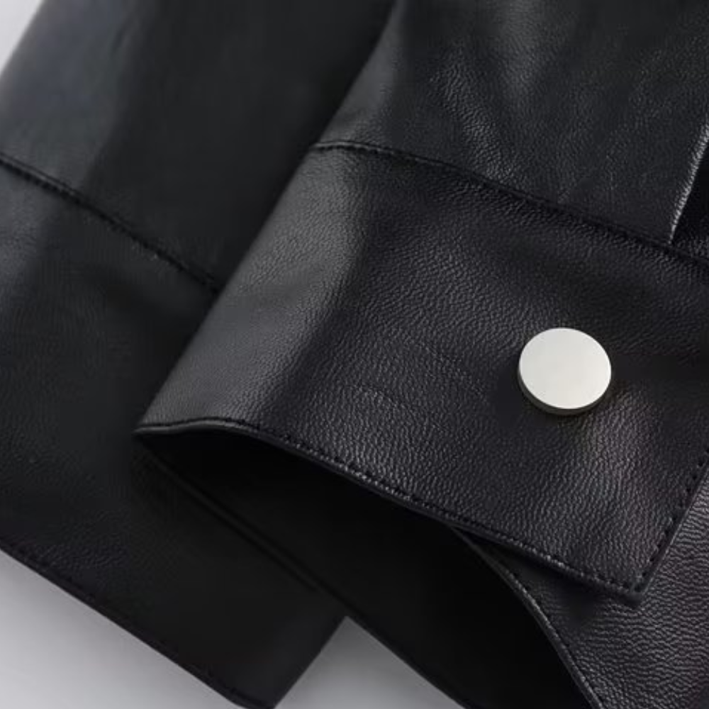 High Street Color Contrast Panel Leather Jacket