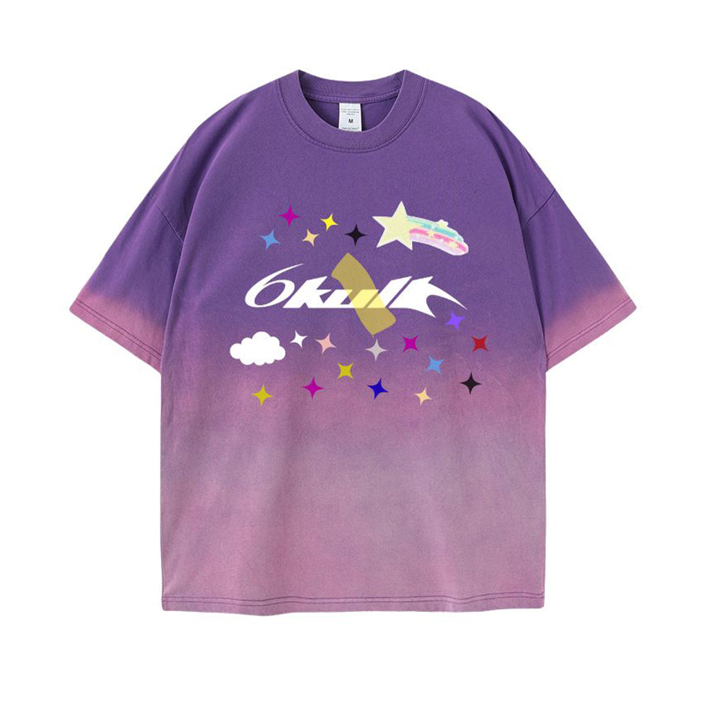 6Kull Star Plan Rainbow Washed T-Shirt
