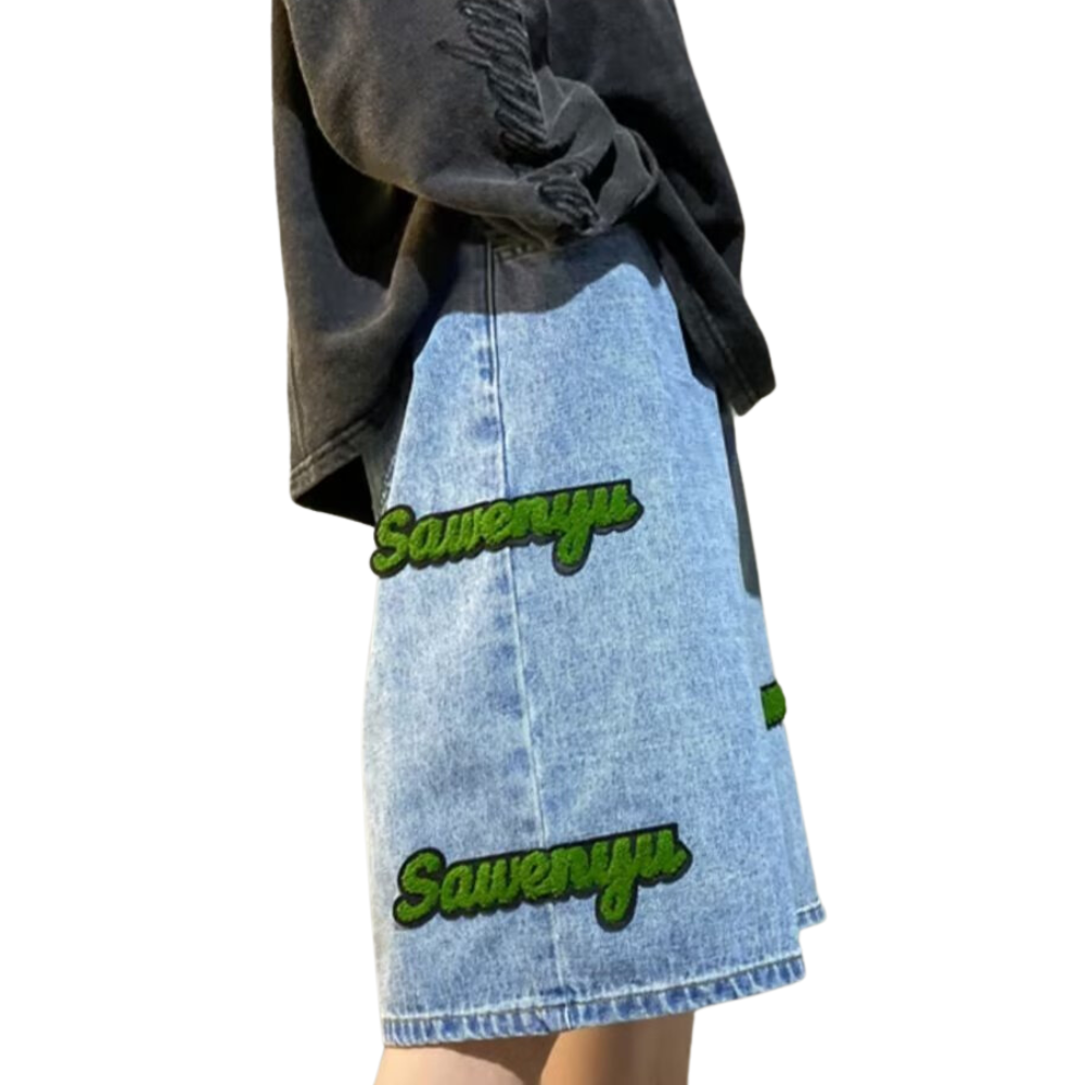 Simple Lettering Towel Embroidered Shorts