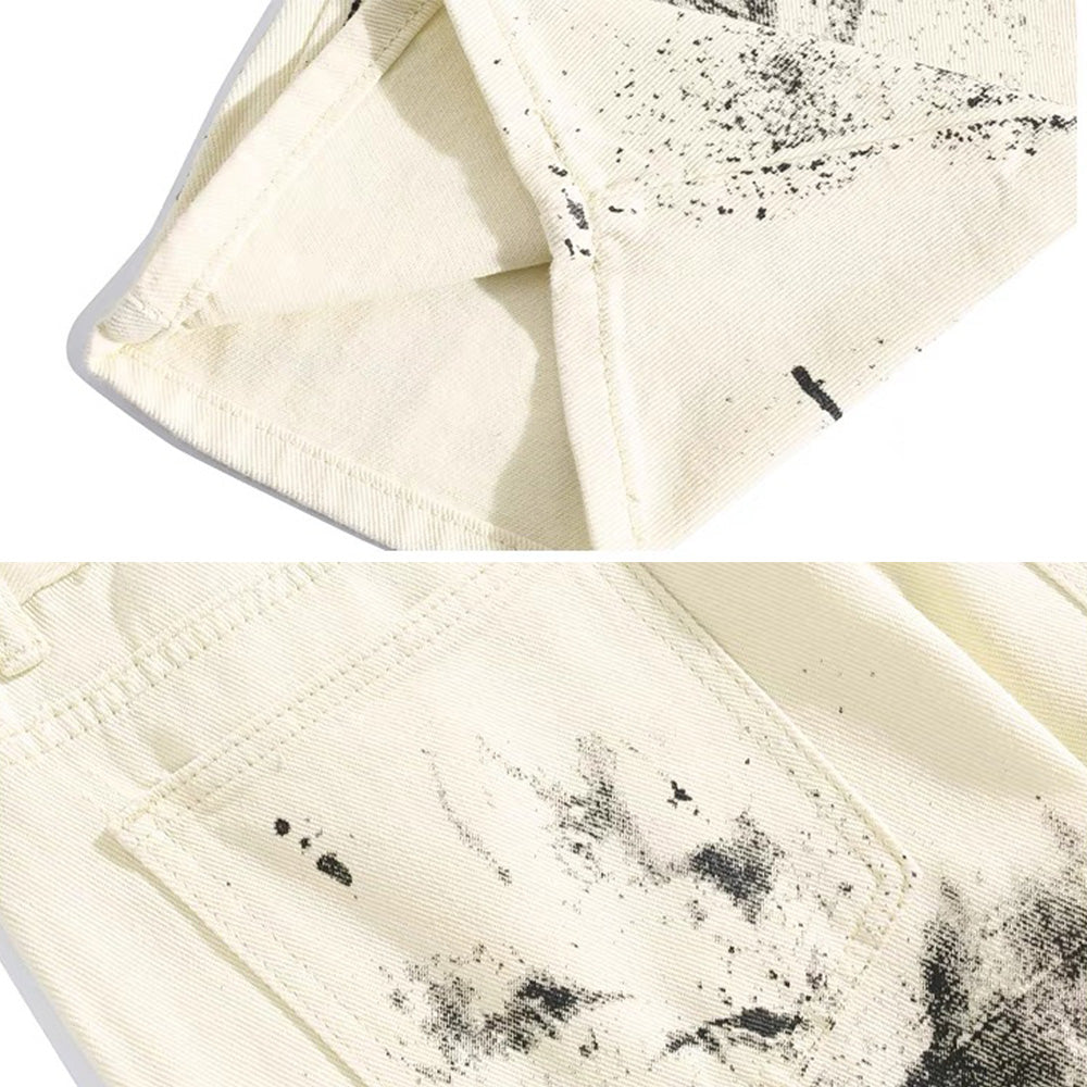 DF White And Black Ink Design Jeans