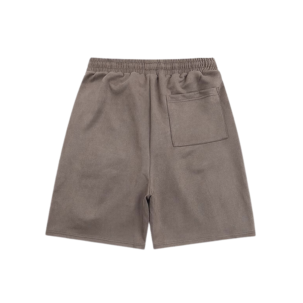 Retro Letter Embossed Suede Shorts