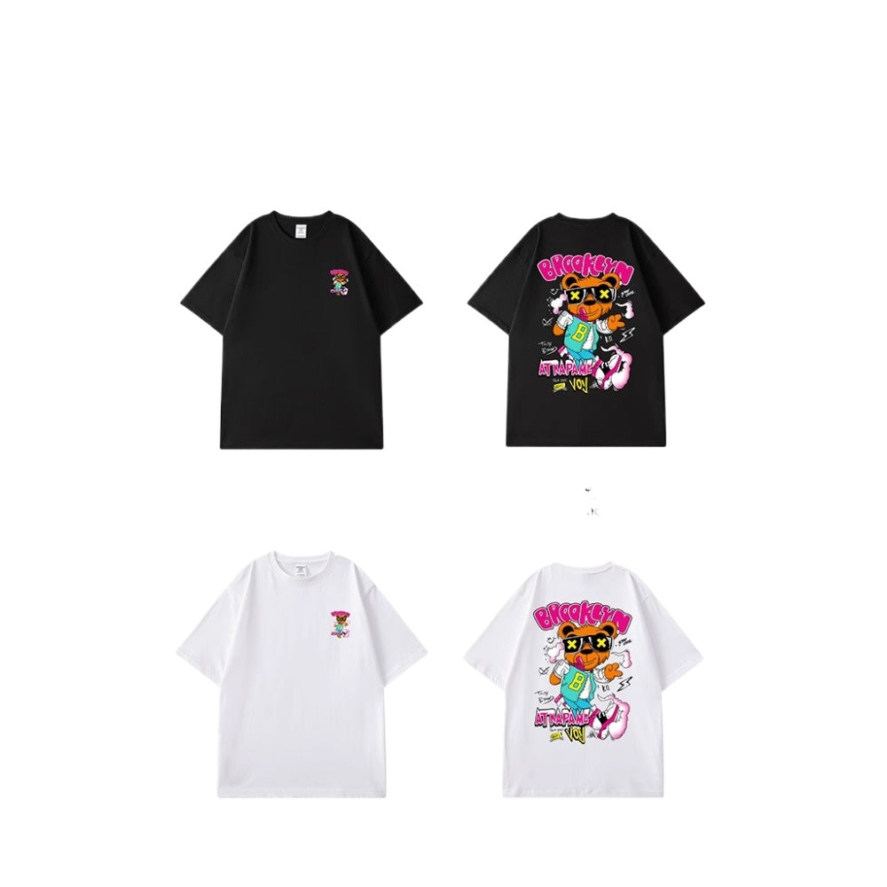 Street Philanthropist Hip Hop Bear T-Shirt Men ins Short Sleeves