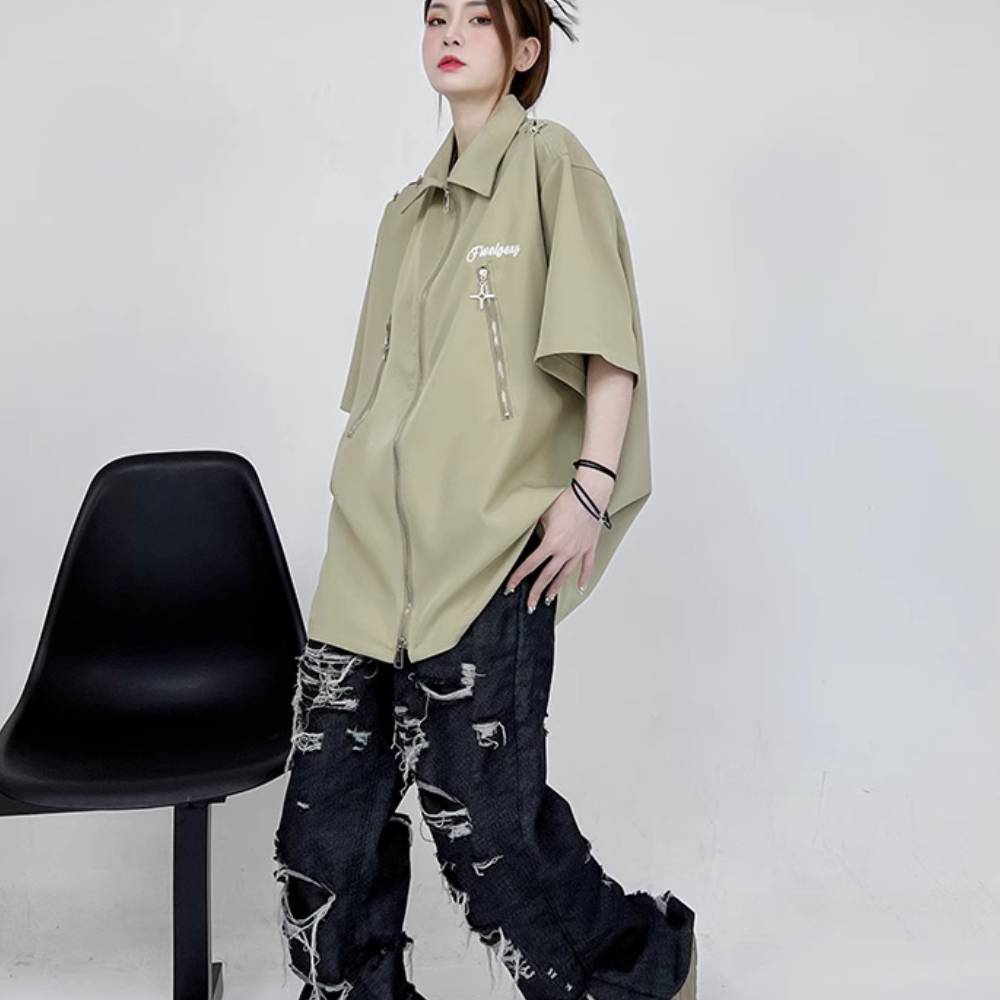 Street Plain Zip-Up Shirt