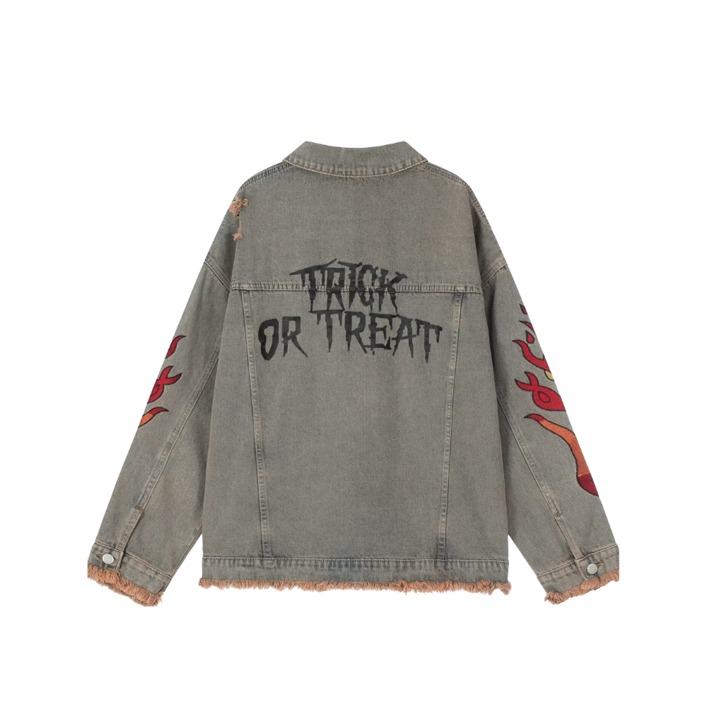 American Flame Embroidery Denim Jacket