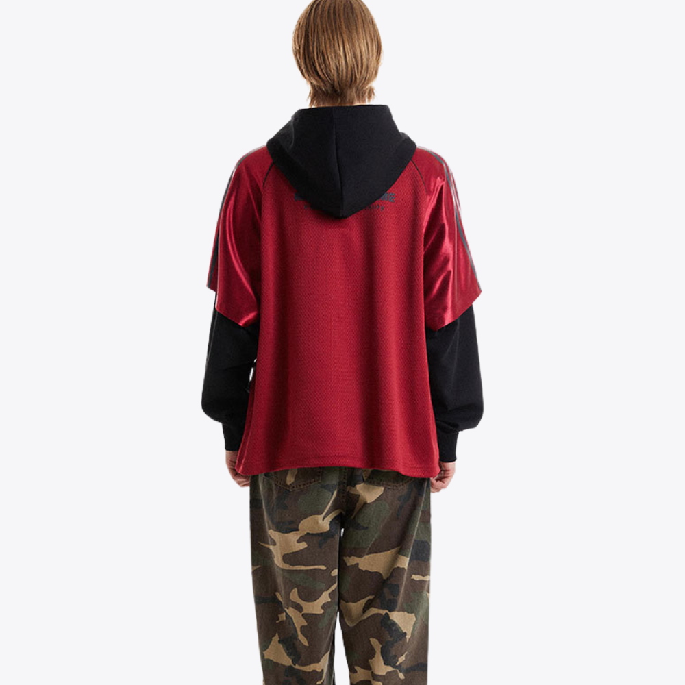 【MADE EXTREME】Sports Fake Two-Piece Hooded Sweatshirt