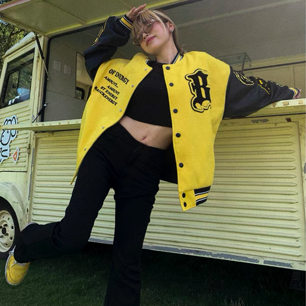 Vintage Embroidery Patchwork Graphic PU Jacket