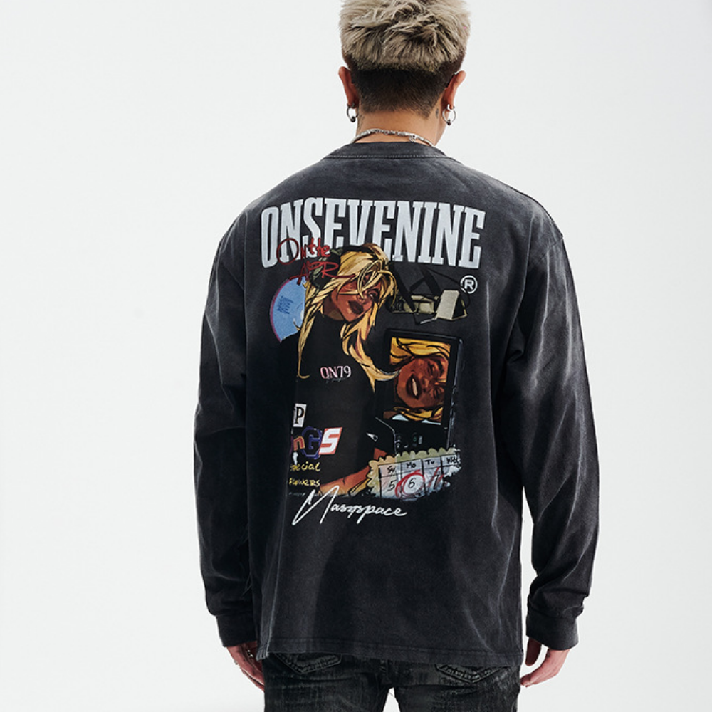 Anime Girl Washed Sweatshirt