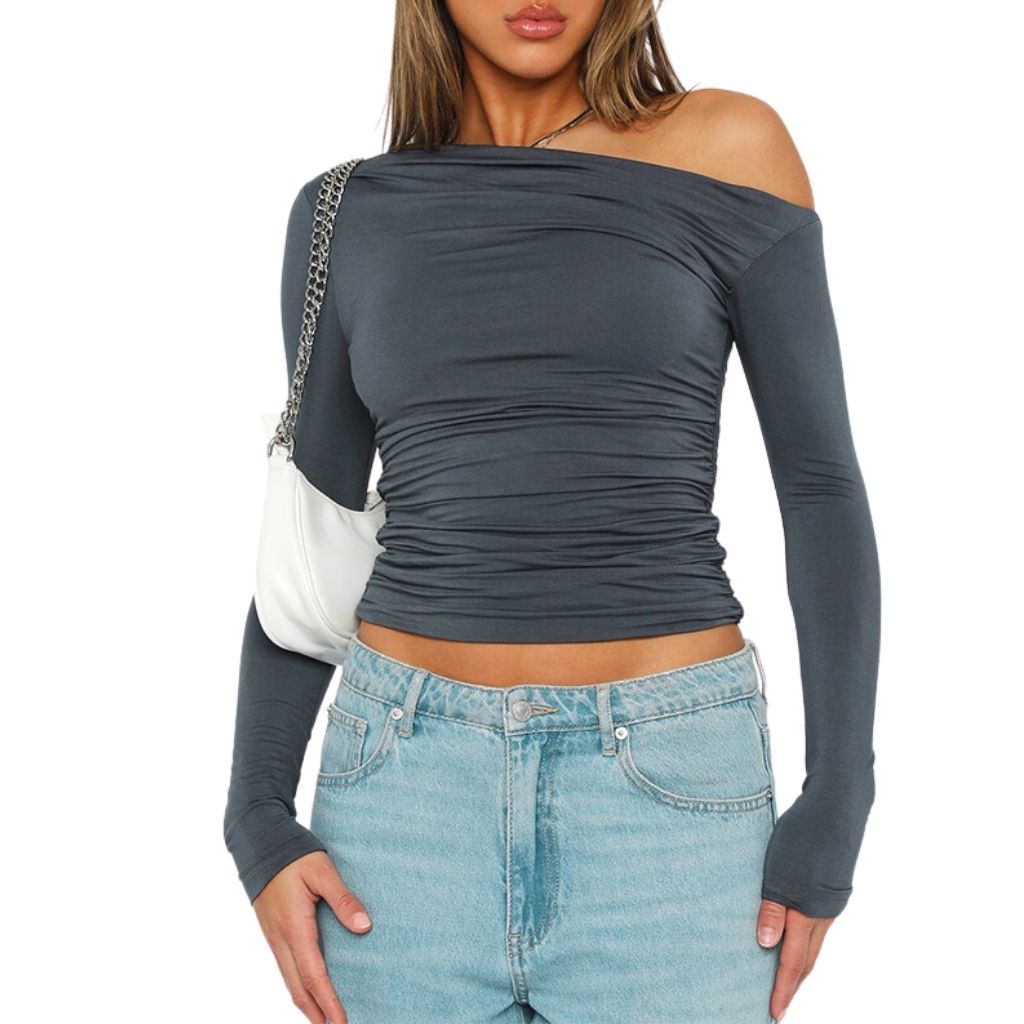 Women's Solid Color Off Shoulder Long Sleeve
