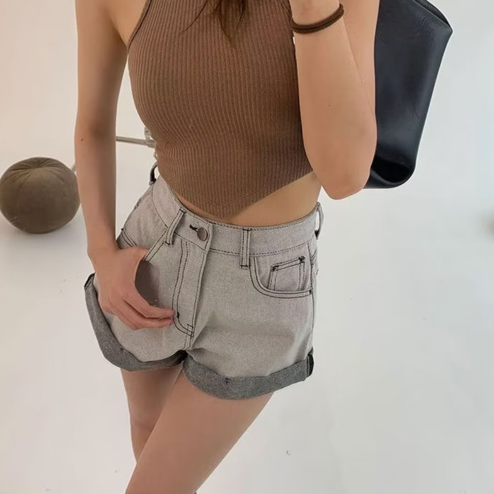 Women's Urban Loose Rolled Denim Shorts
