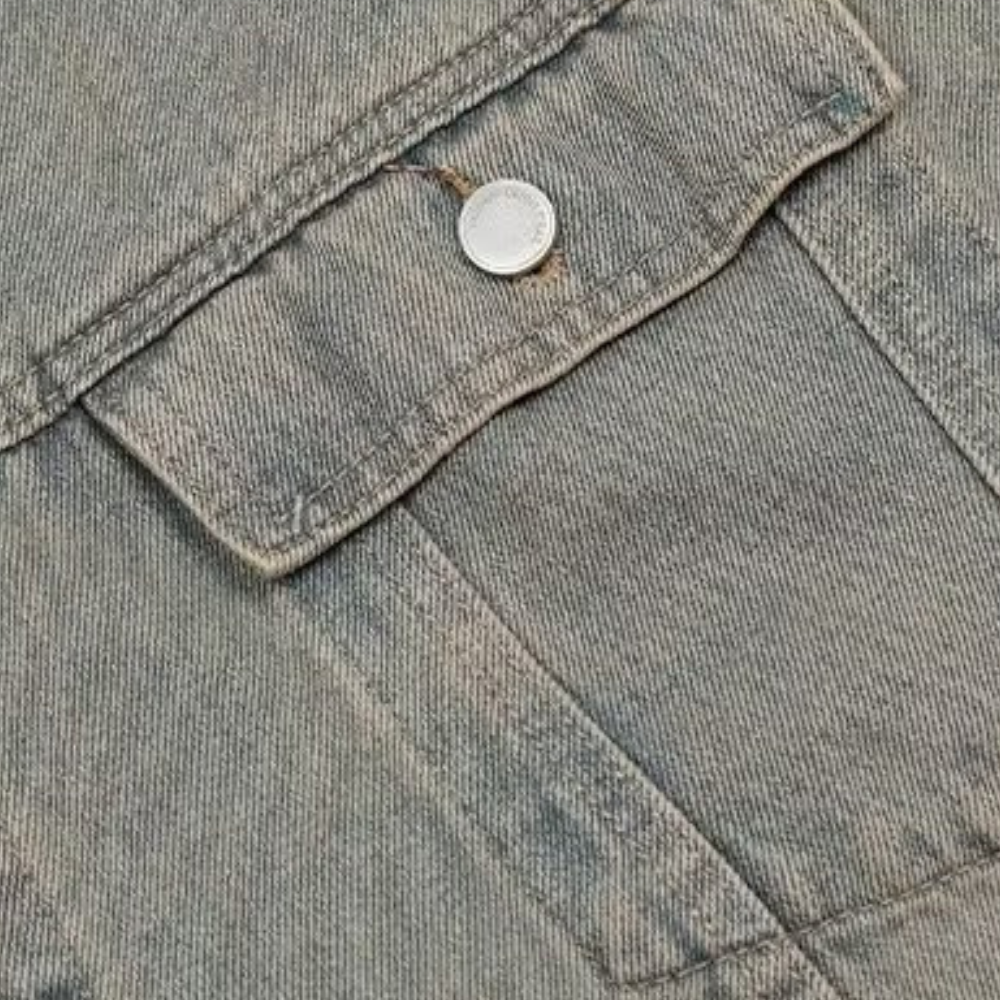 American Flame Embroidery Denim Jacket