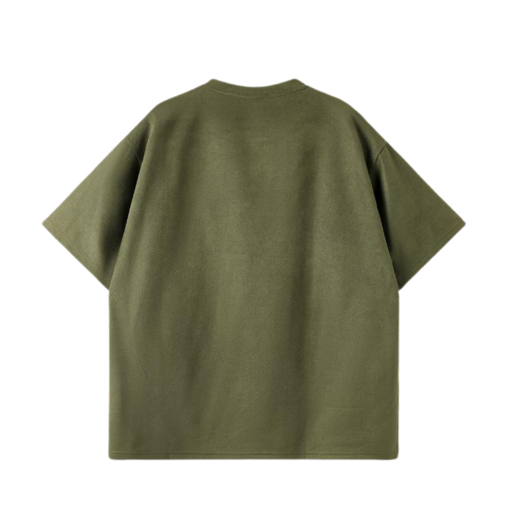 Suede Embroidered Letter T-Shirt