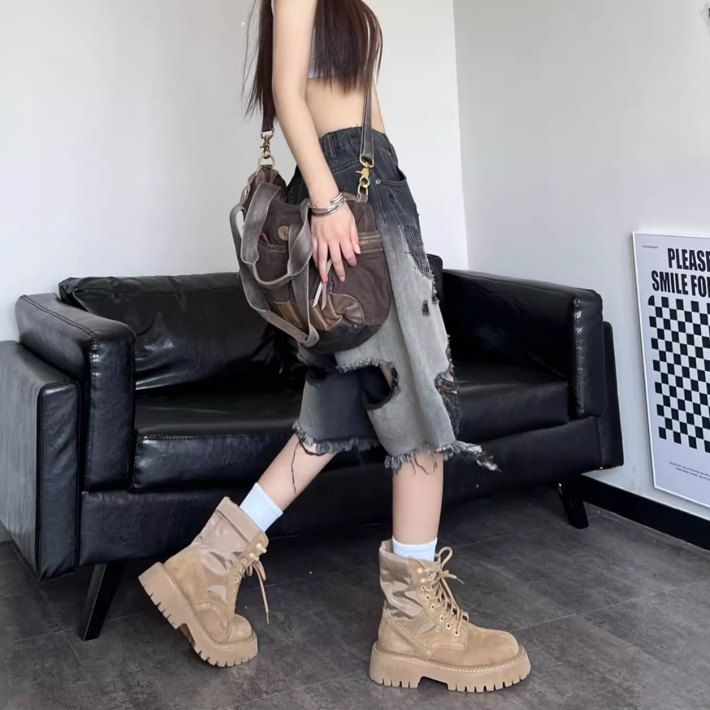 Women's High Street Holed Jorts