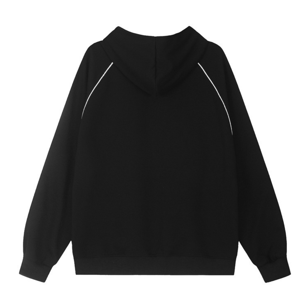 Contrast Color Line Embroidery Hoodie