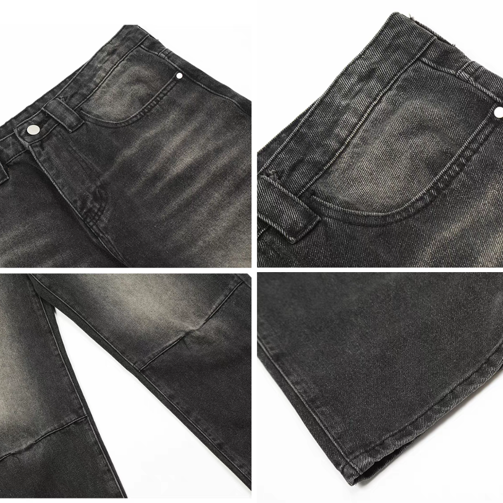 Distressed 3D Embroidered Whisker Jeans