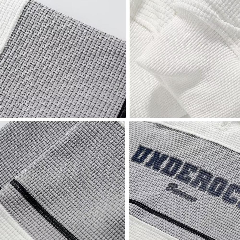 Waffle Stand Collar Zipper Sweatshirt