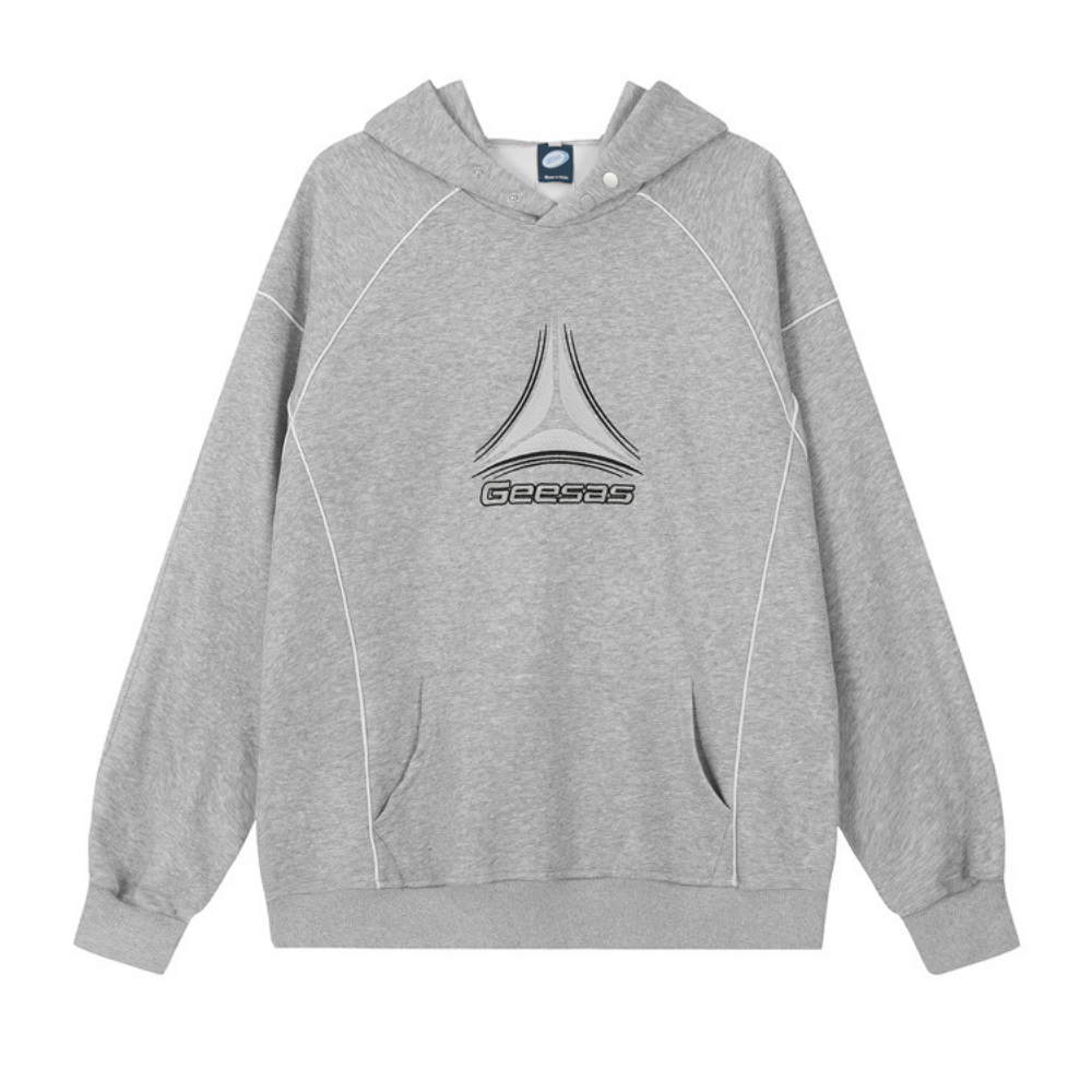 Contrast Color Line Embroidery Hoodie