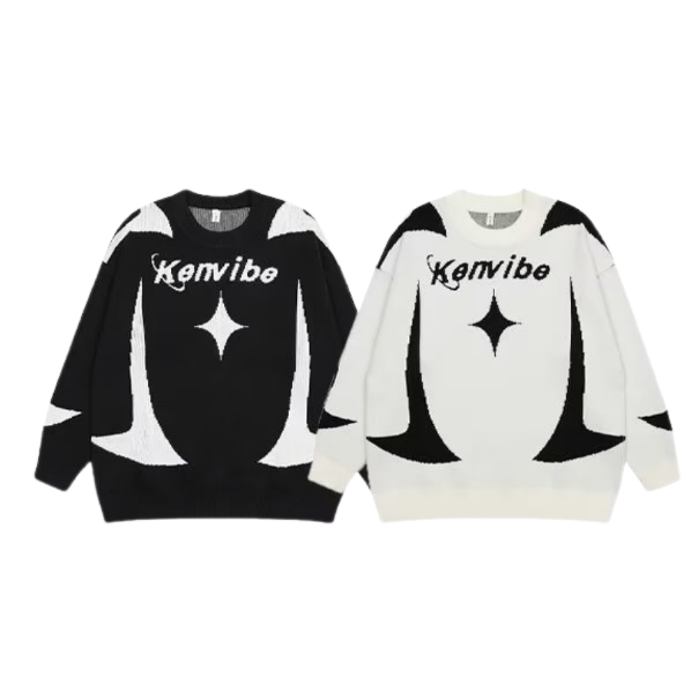 Motorcycle Colorblock Star Sweater