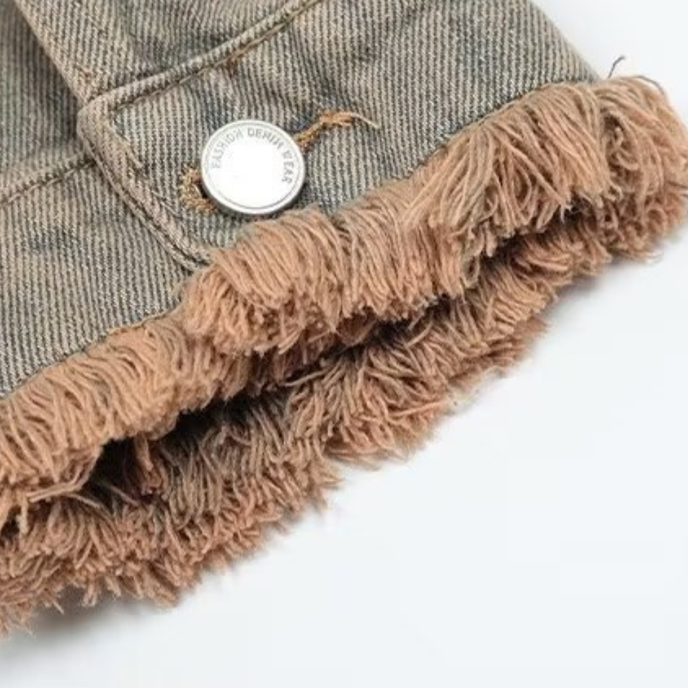 American Flame Embroidery Denim Jacket