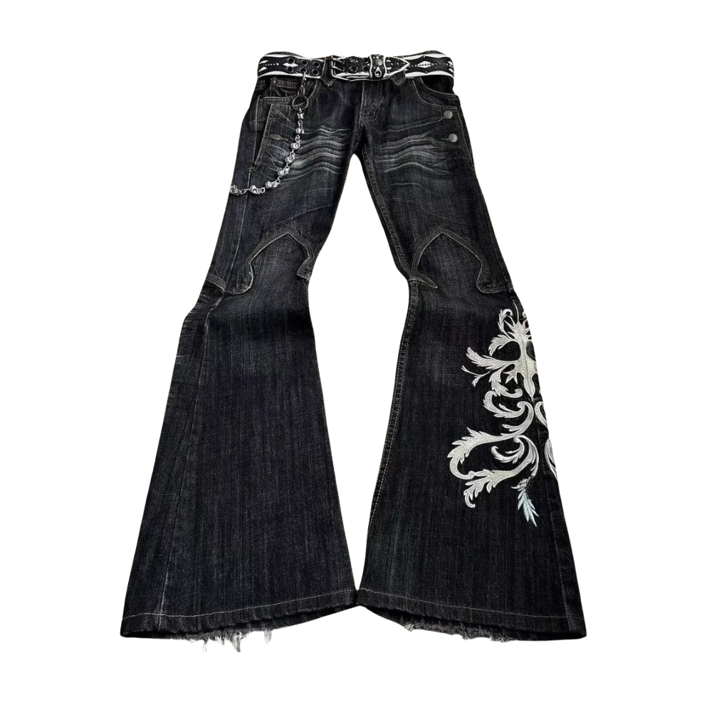 Unseen Echoes Gothic Flare Denim