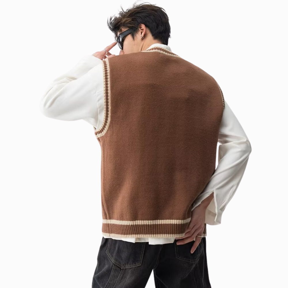 Casual V-Neck Cable Knit Vest