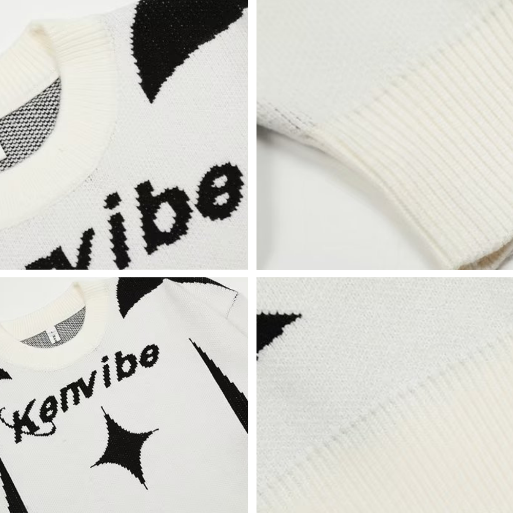 Motorcycle Colorblock Star Sweater