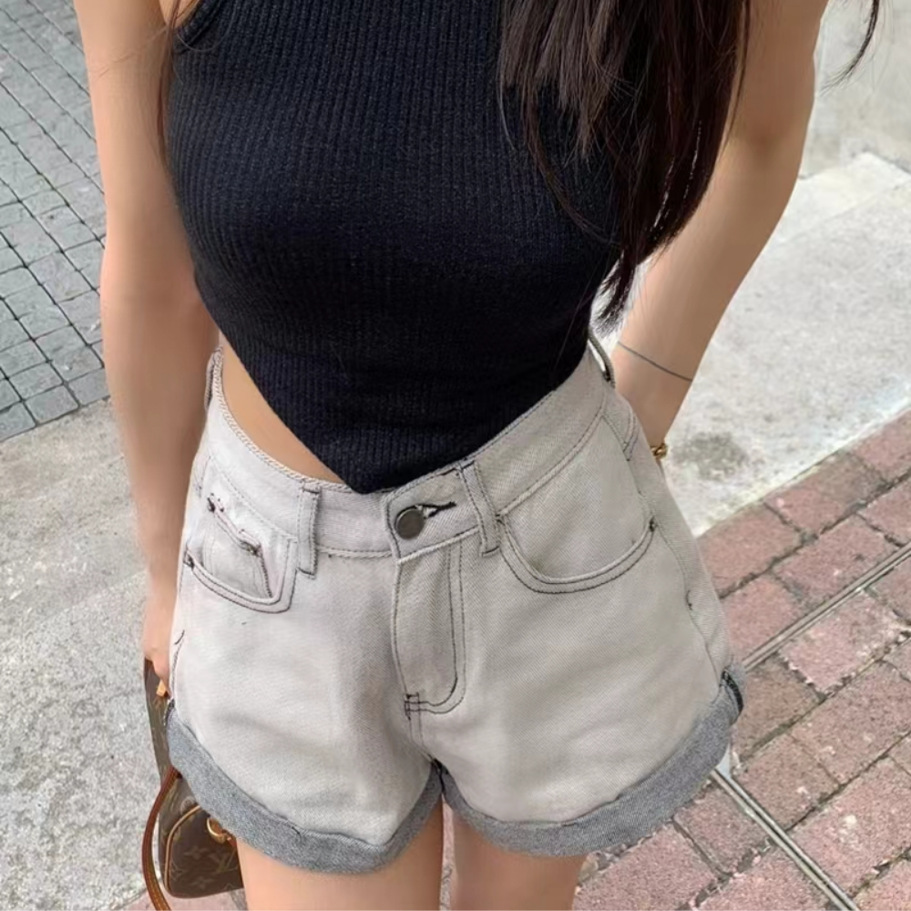 Women's Urban Loose Rolled Denim Shorts