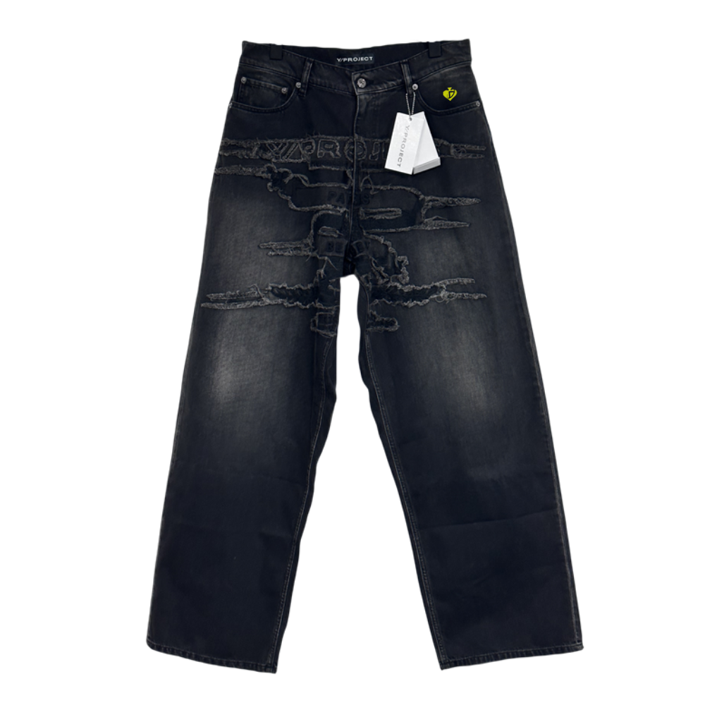 DF |Trendy Washed Patch Embroidered Jeans