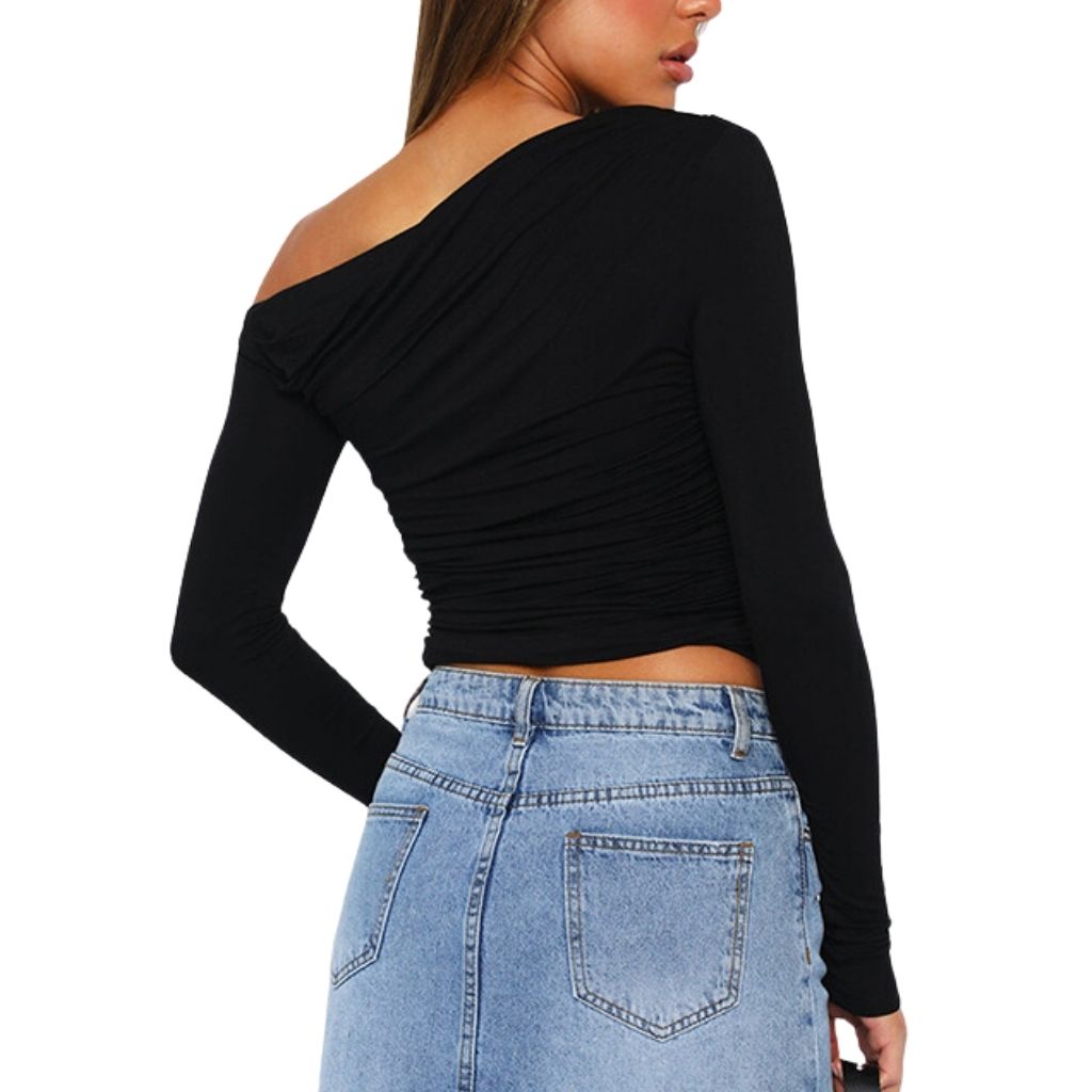 Women's Solid Color Off Shoulder Long Sleeve
