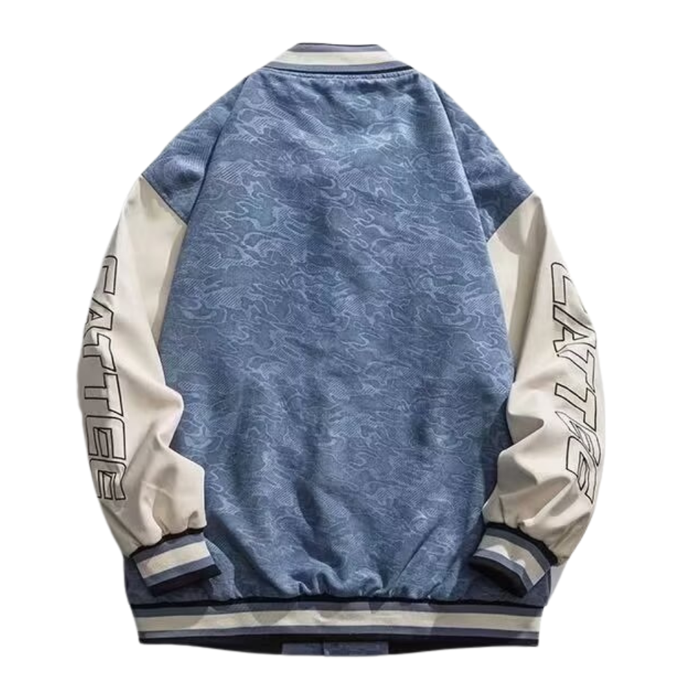 Raglan Patchwork Embroidered Leather Jacket