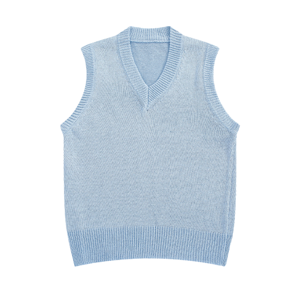 Solid V-Neck Knitted Vest
