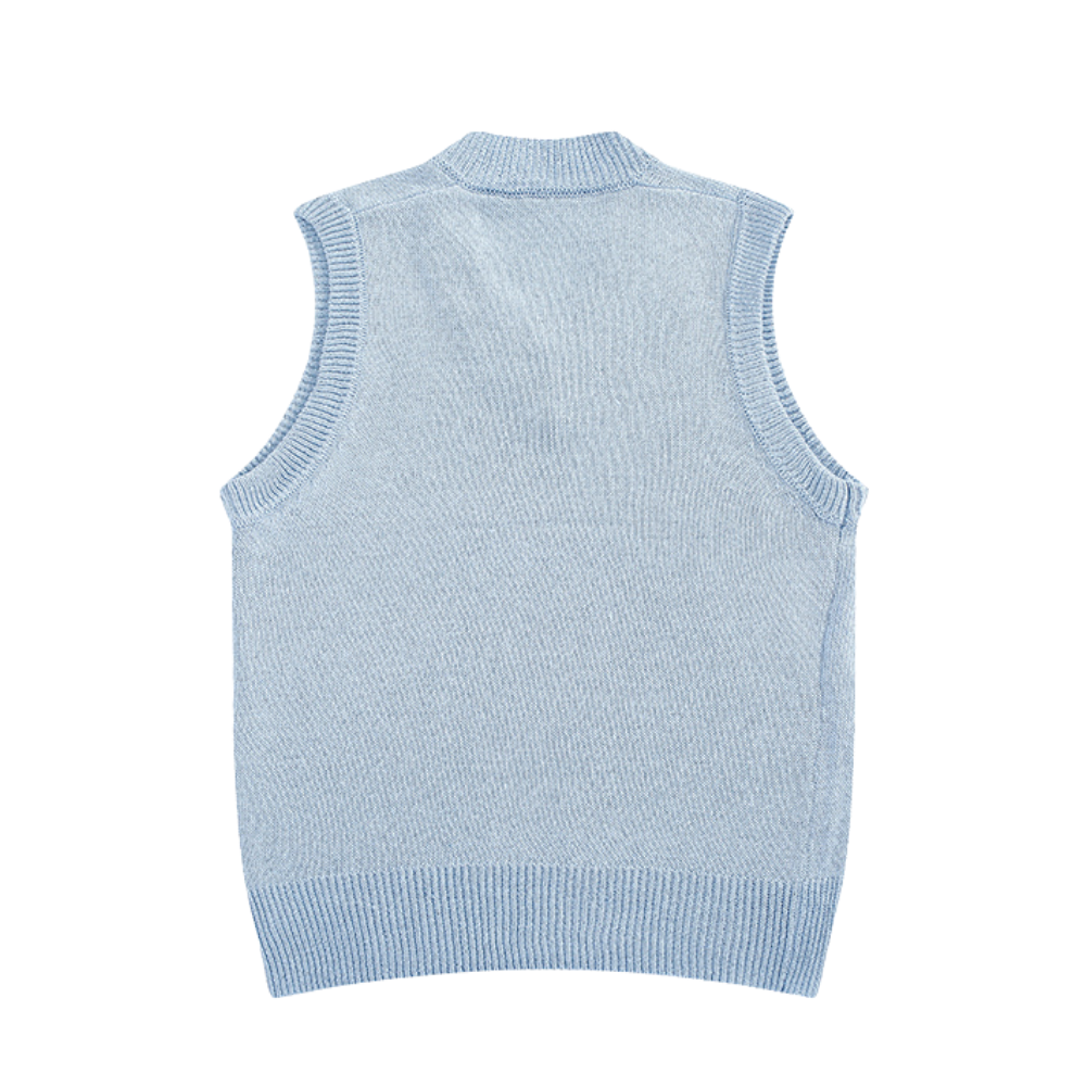 Solid V-Neck Knitted Vest