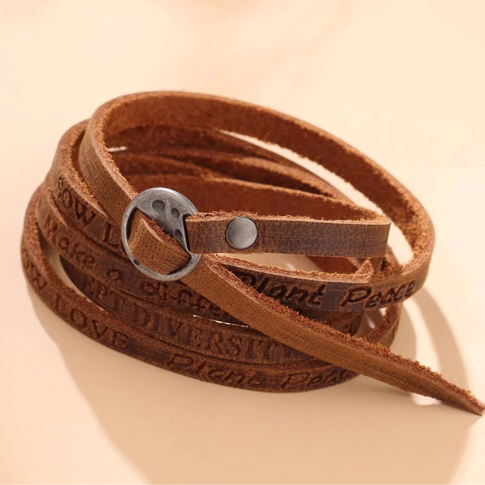 Punk Embossed Leather Bracelet