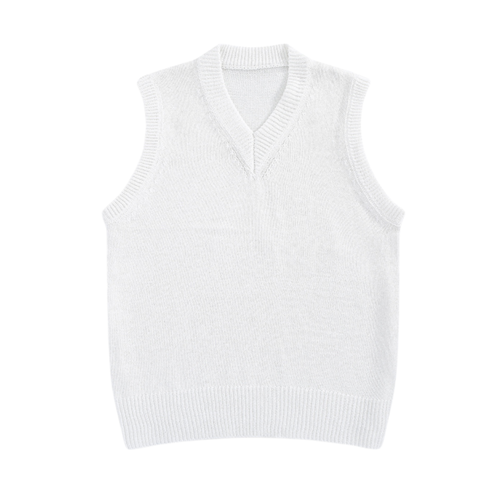 Solid V-Neck Knitted Vest