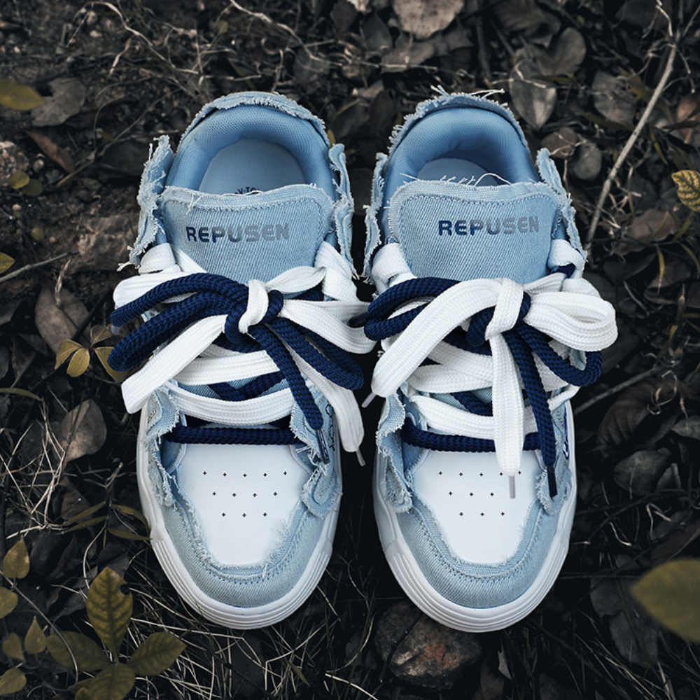 Comfortable Denim Letter Embroidered Sneaker