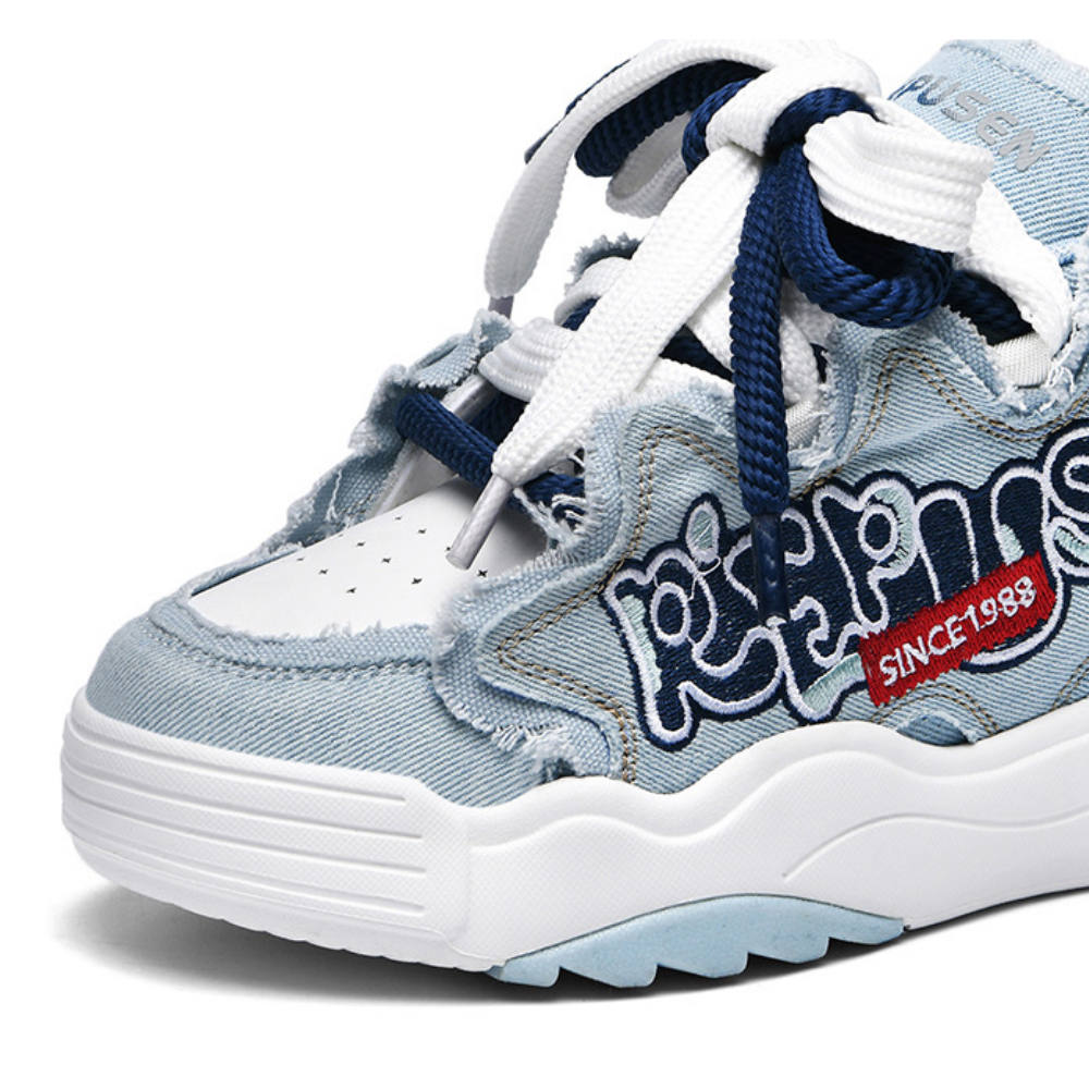 Comfortable Denim Letter Embroidered Sneaker