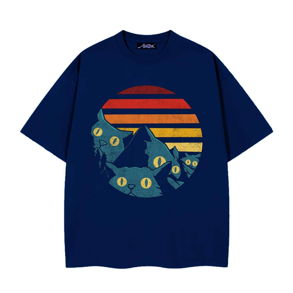 Curious Kitty Print T-shirt